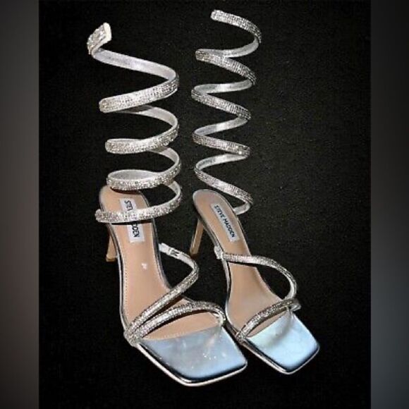 STEVE MADDEN EXOTICA SILVER STILETTO SANDAL - Picture 4 of 16